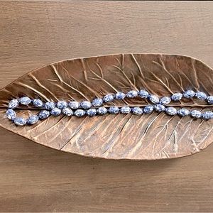 Vintage blue and white ceramic beaded hand-tied necklace